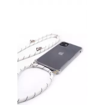 Evelatus capa em silicone transparente com fita ao pescoço TPU transparente para Apple iPhone 11
