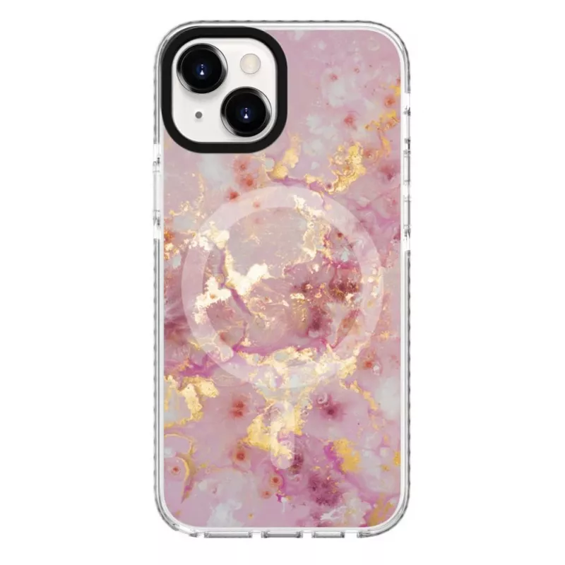 Evelatus capa PC+TPU com MagSafe para Apple iPhone 15 – mármore rosa