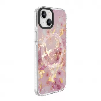 Evelatus capa PC+TPU com MagSafe para Apple iPhone 15 – mármore rosa