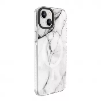 Evelatus Apple iPhone 15 Plus capa PC+TPU com MagSafe – Custom Marble White