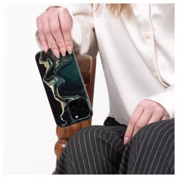 Evelatus capa PC para Apple iPhone 15 Pro Custom Print Marble Dark Green