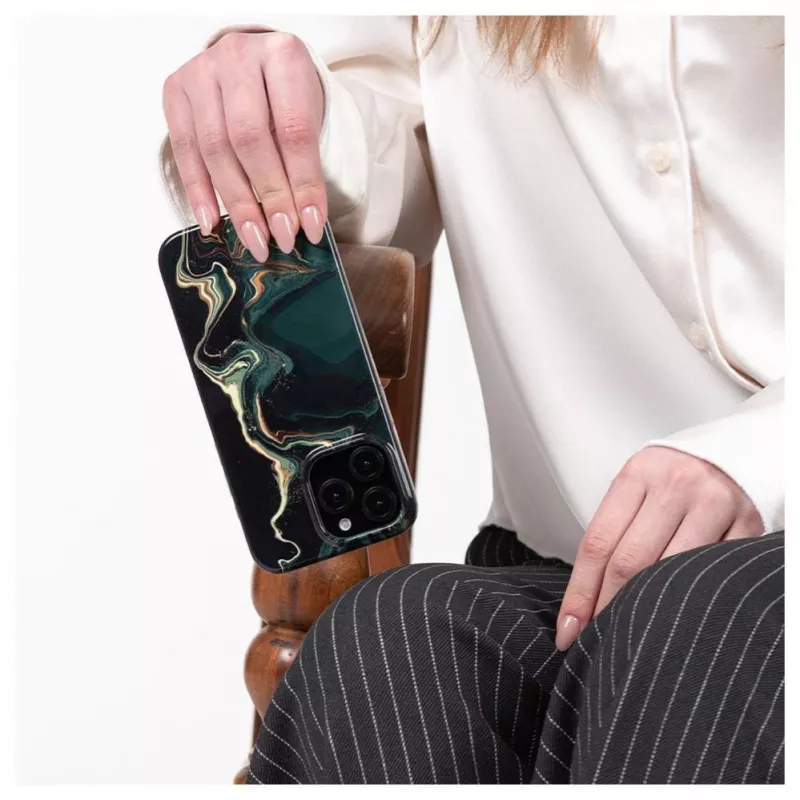 Evelatus capa PC para Apple iPhone 15 Pro Custom Print Marble Dark Green