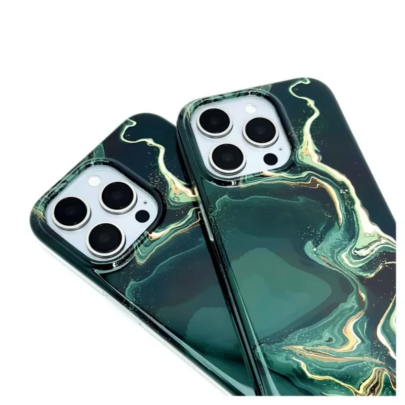 Evelatus capa PC para Apple iPhone 15 Pro Custom Print Marble Dark Green