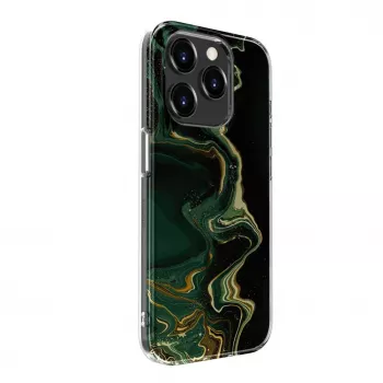 Evelatus capa PC para Apple iPhone 15 Pro Custom Print Marble Dark Green