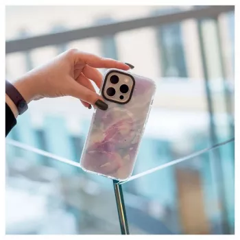 Capa Evelatus para Apple iPhone 15 Pro PC+TPU com MagSafe – mármore lilás