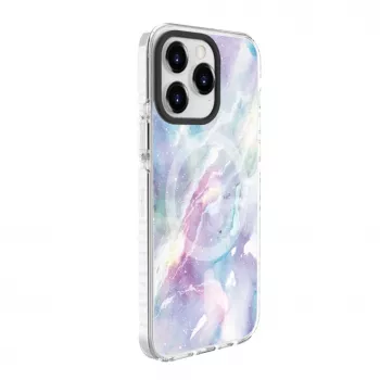 Capa Evelatus para Apple iPhone 15 Pro PC+TPU com MagSafe – mármore lilás