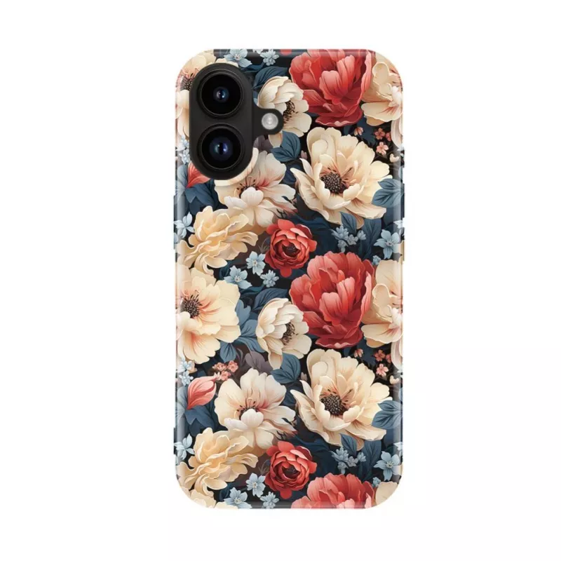 Evelatus capa fina com MagSafe para Apple iPhone 16 Custom Flower Red Print