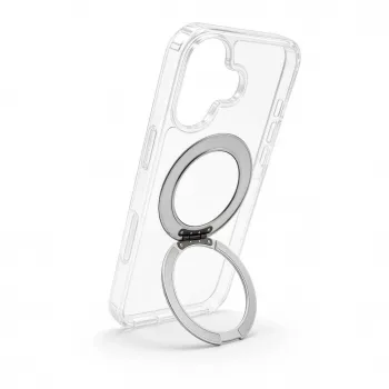 Evelatus Capa híbrida com MagSafe PC+TPU para Apple iPhone 17 com suporte metálico 360 transparente