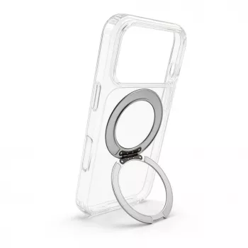 Evelatus Capa híbrida com MagSafe PC+TPU para Apple iPhone 17 Pro com suporte metálico 360° transparente