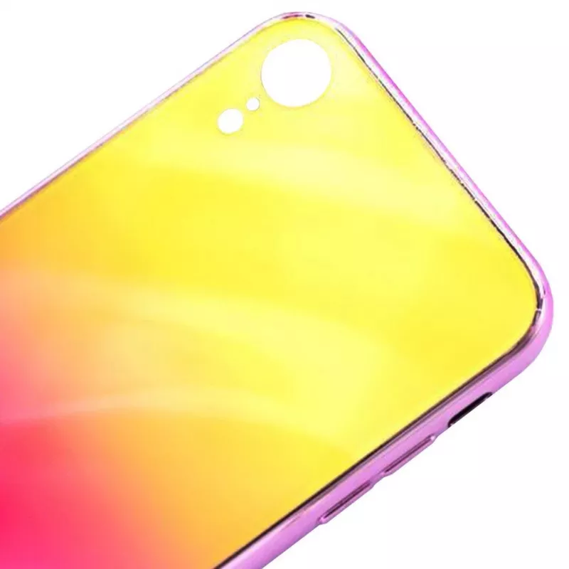 Evelatus Apple iPhone XR capa de vidro temperado anti-explosão com efeito água gradiente amarelo-rosa