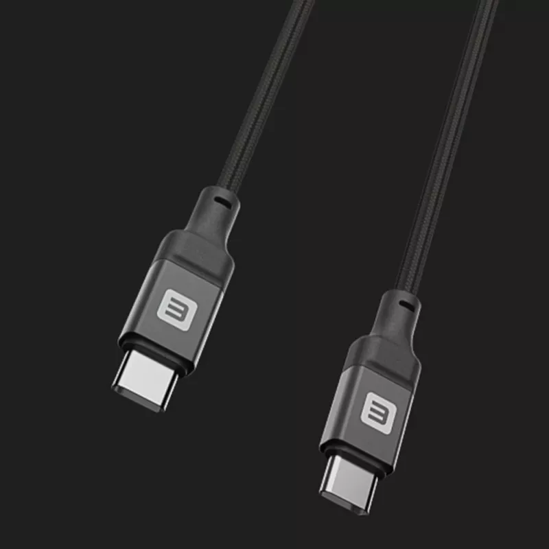 Cabo Evelatus USB-C para USB-C enrolado 1,2 m 60 W PD entrançado Preto