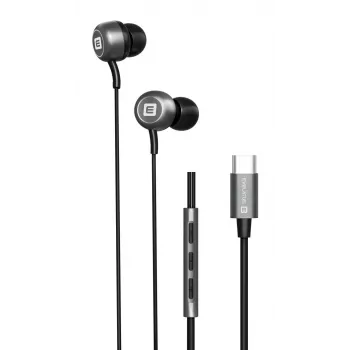 Auscultadores Evelatus Crystal Clear Audio com USB-C e microfone pretos