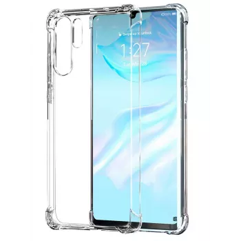 Evelatus Capa de silicone Military Shockproof TPU para Huawei P30 Lite transparente