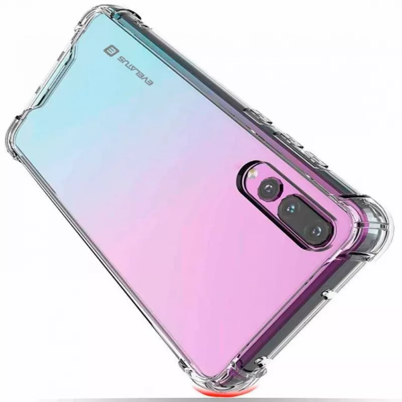 Evelatus Capa de silicone TPU com proteção militar anti-impacto para Huawei P30 transparente
