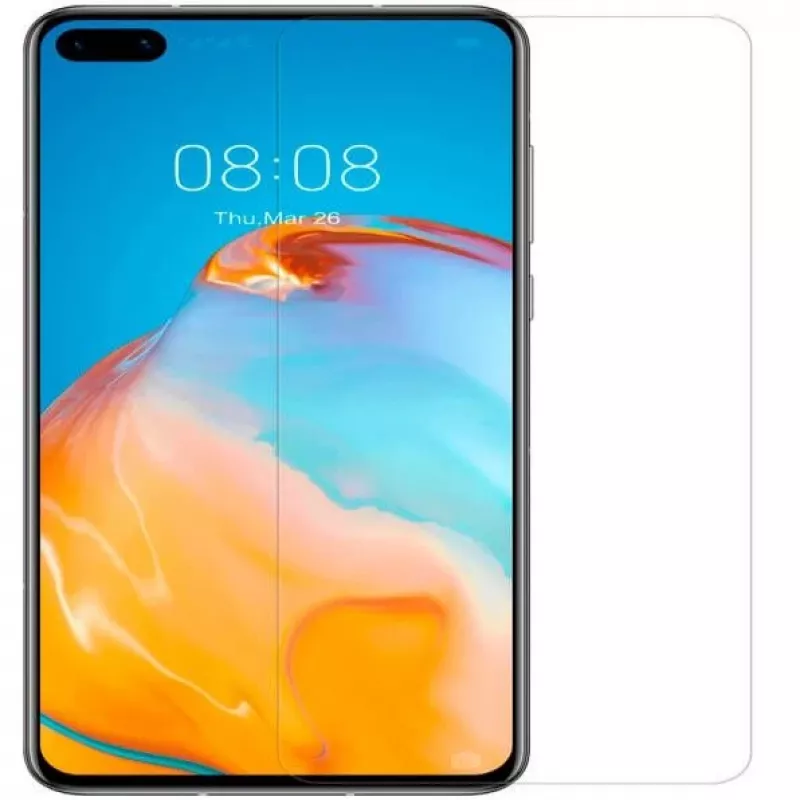 Evelatus Película de vidro temperado plana transparente 0,33 mm com cola japonesa antiestática para Huawei P40