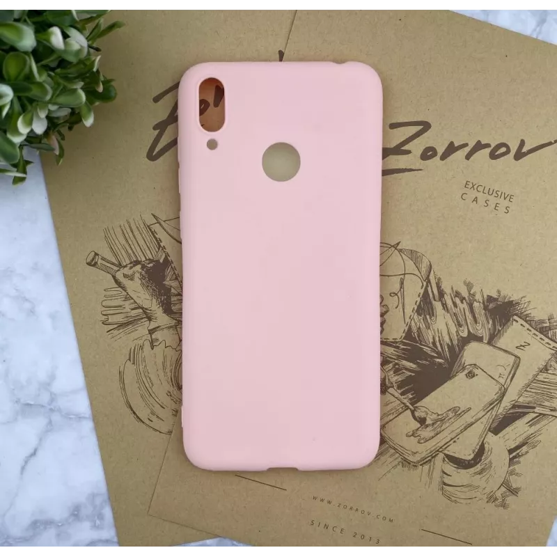 Capa de silicone Nano Evelatus para Huawei Y7 2019 Soft Touch TPU rosa-areia