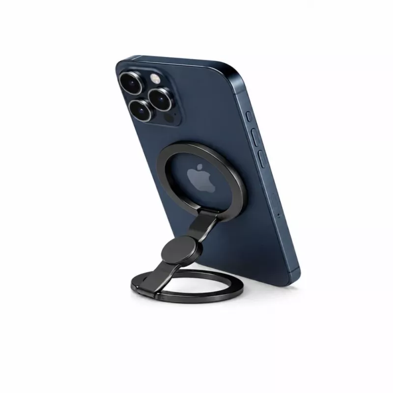 Suporte de telefone magnético Evelatus em anel metálico Preto
