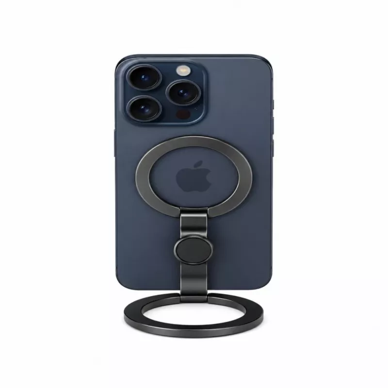 Suporte de telefone magnético Evelatus em anel metálico Preto
