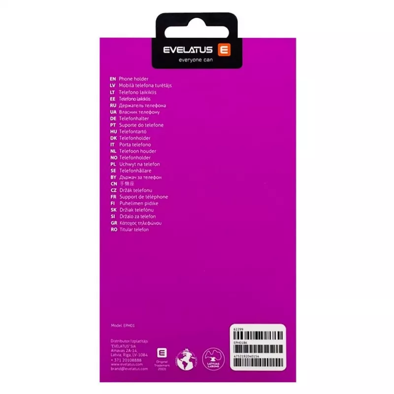 Suporte de telemóvel Evelatus para bicicleta e mota EPH01 Preto