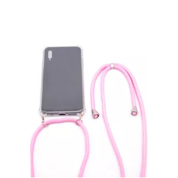 Capa Evelatus para Samsung A40 com Cordão Rosa Transparente