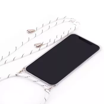 Capa Evelatus para Samsung A50 com Cordão Listras Brancas Transparente