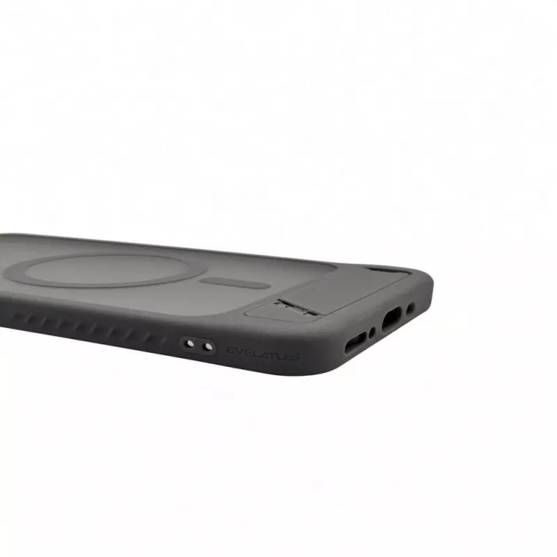 Capa MagSafe emborrachada com suporte Evelatus para Samsung Galaxy A17 4G / A17 5G cinzento fumado