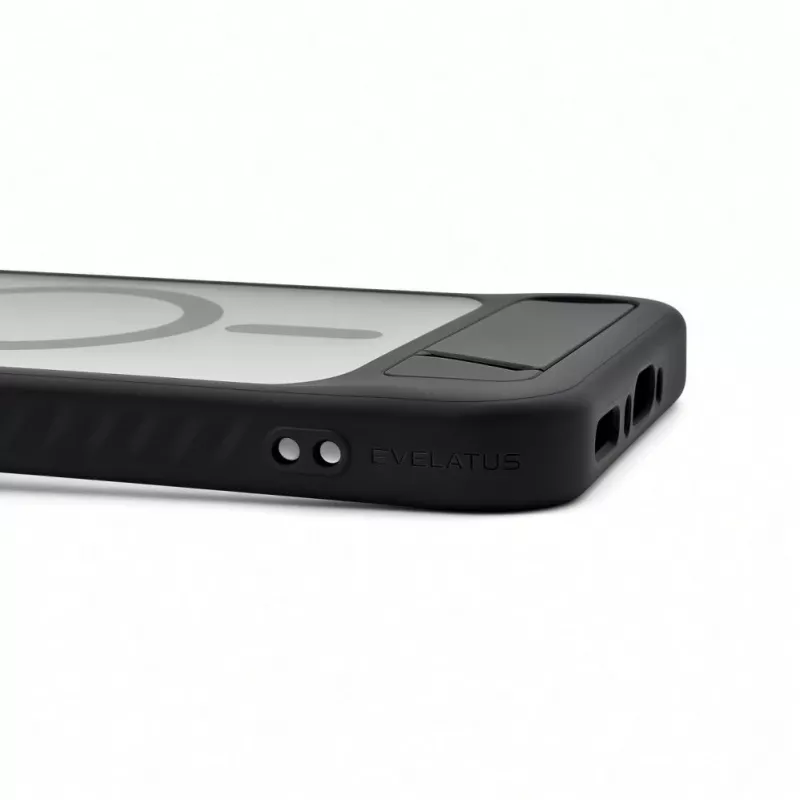 Evelatus Capa MagSafe emborrachada com suporte para Samsung Galaxy A37 / A36 preta