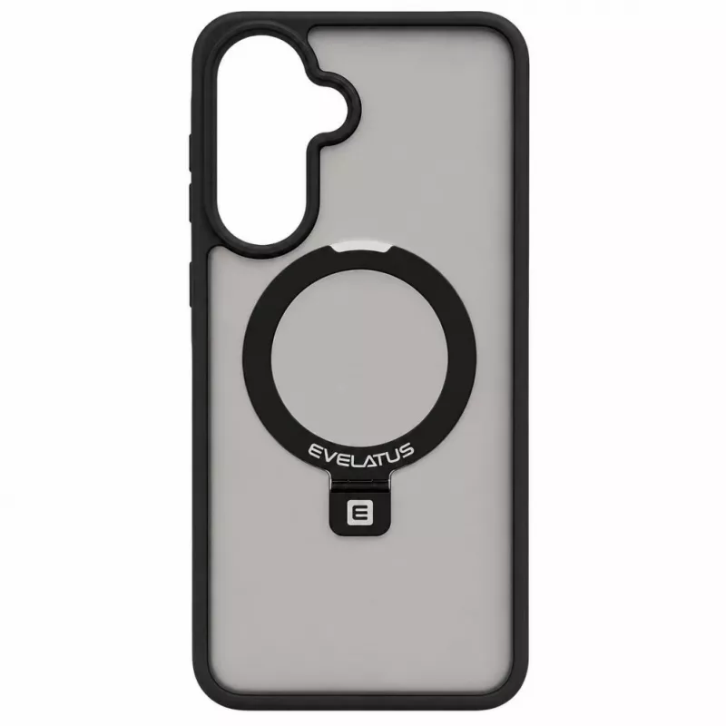 Capa de proteção Evelatus com MagSafe e suporte para Samsung Galaxy A37 / A36, anel mate, Preto