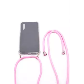 Evelatus Capa com cordão para Samsung Galaxy A50 Rosa Transparente