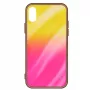 Capa de vidro temperado Evelatus Water Ripple Full Color com galvanoplastia para Samsung Galaxy A50, gradiente amarelo-rosa