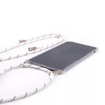 Evelatus Capa com Cordão Listras Brancas para Samsung Galaxy A50s Transparente