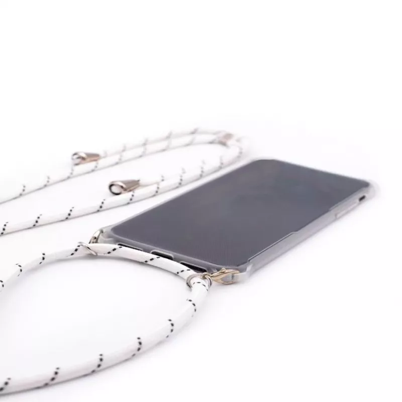 Evelatus Capa com Cordão Listras Brancas para Samsung Galaxy A50s Transparente
