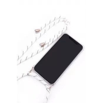 Evelatus Capa com Cordão Listras Brancas para Samsung Galaxy A50s Transparente