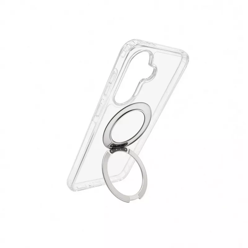 Evelatus Capa híbrida com MagSafe PC+TPU 360 suporte metálico para Samsung Galaxy A57 transparente