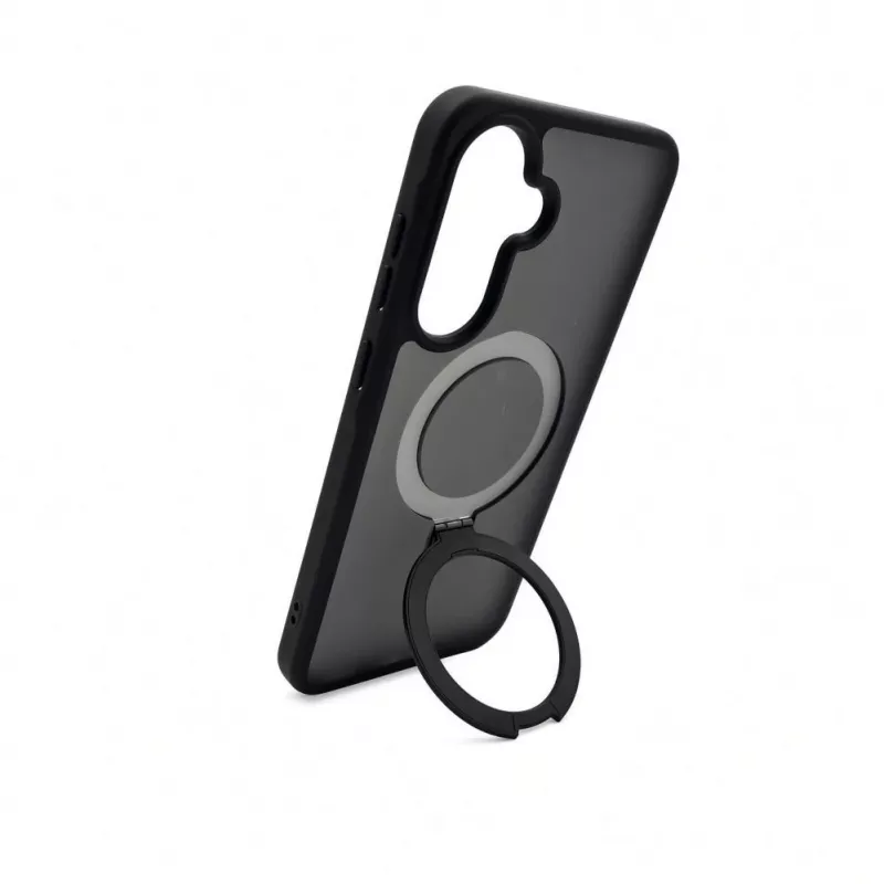 Evelatus Capa Shield com MagSafe e suporte, anel mate, para Samsung Galaxy A57, preta