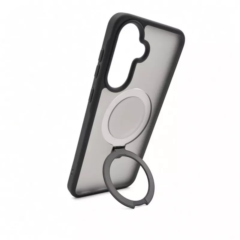 Capa Evelatus Shield com MagSafe e suporte para Samsung Galaxy A57, anel mate, cinzento fumo
