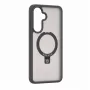 Capa Evelatus Shield com MagSafe e suporte para Samsung Galaxy A57, anel mate, cinzento fumo