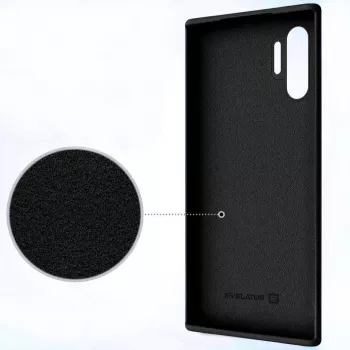 Evelatus Capa de silicone Premium Soft Touch preta para Samsung Galaxy Note 10 Plus
