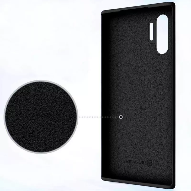 Evelatus Capa de silicone Premium Soft Touch preta para Samsung Galaxy Note 10 Plus