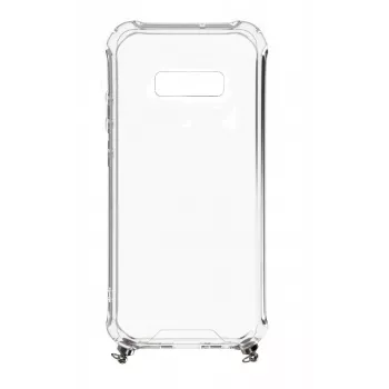 Evelatus Capa de silicone transparente com colar e fita TPU para Samsung Galaxy S10e prateado