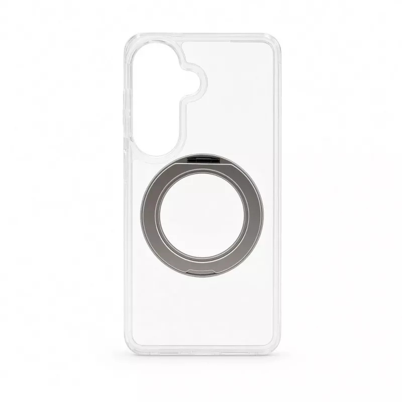 Evelatus Capa híbrida com MagSafe PC+TPU para Samsung Galaxy S26 com suporte metálico 360 transparente