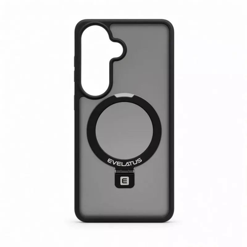 Evelatus Capa Shield com MagSafe e suporte, anel mate, para Samsung Galaxy S26, preta
