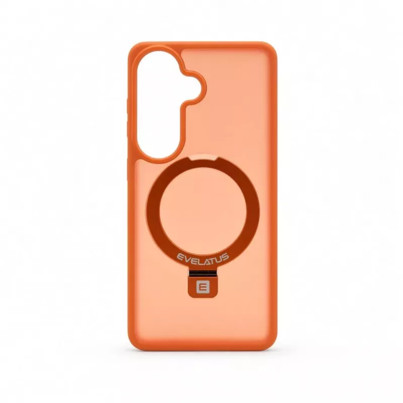 Evelatus Capa Shield com MagSafe e suporte, anel mate, para Samsung Galaxy S26, laranja