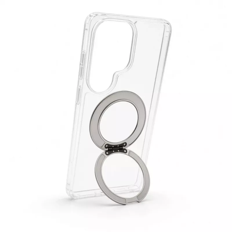 Evelatus Capa híbrida com MagSafe PC+TPU e suporte metálico 360 para Samsung Galaxy S26 Ultra, transparente