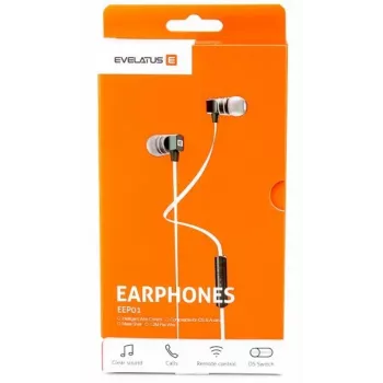Evelatus Headset mãos-livres universal EEP01 com microfone universal 3,5 mm branco