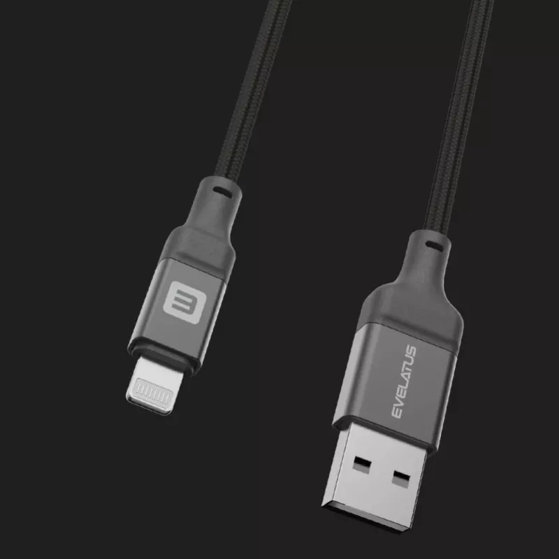 Cabo Evelatus USB-A para Lightning 1,2 m (MFi11CL) caixa de alumínio entrançado preto