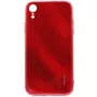 Capa em vidro temperado com efeito de ondulação de água e galvanoplastia total Evelatus para Apple iPhone XR - vermelha