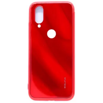 Capa Evelatus para Xiaomi Redmi 7 Water Ripple Full Color Electroplating em vidro temperado vermelha