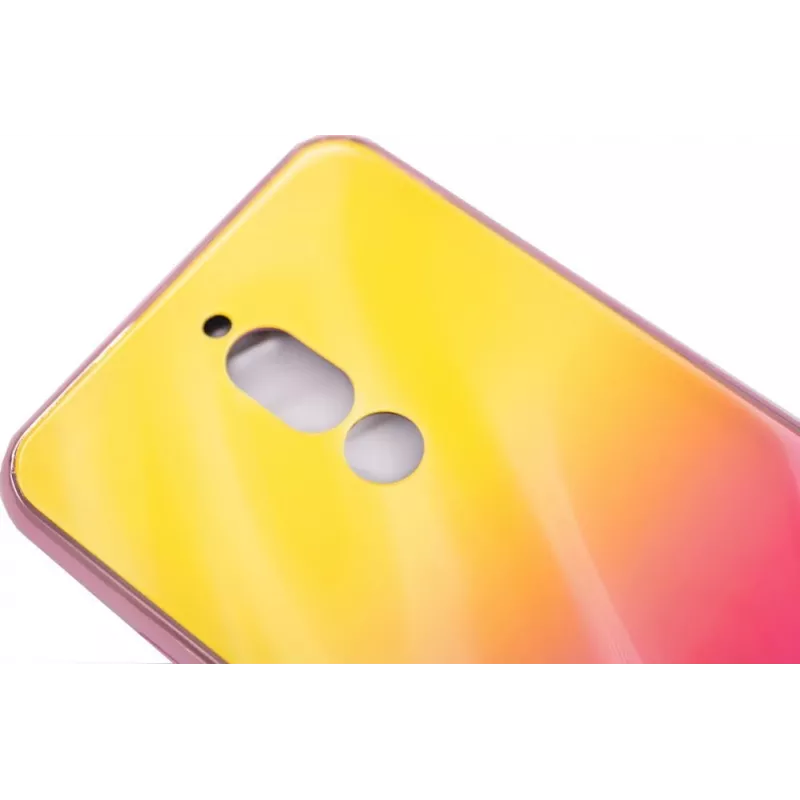 Capa em vidro temperado anti-explosão com efeito de ondulação de água e gradiente de cor Evelatus para Xiaomi Redmi 8 gradiente amarelo-rosa