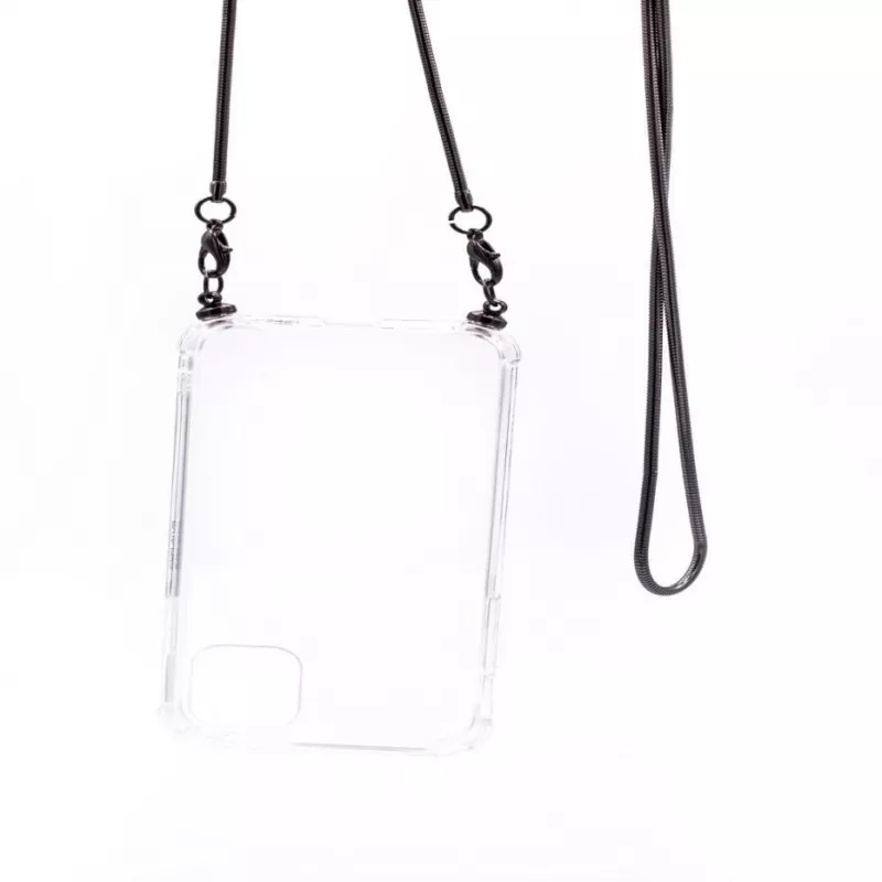 Evelatus Capa traseira transparente de silicone para Xiaomi Redmi Note 8 Pro com alça de pescoço TPU cinzento-espacial